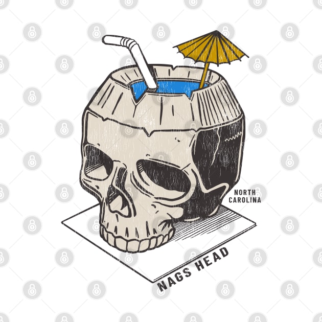 Nags Head, NC Summertime Vacationing Skull Drink by Contentarama