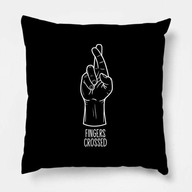 Fingers Crossed Hand Sign Pillow by Tee Tow Argh 