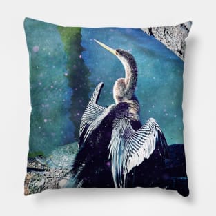 Colored Anhinga Pillow