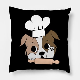 Chef dog cook baking with toque blanche Pillow