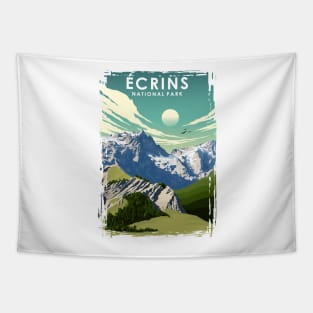 Ecrins National Park France Travel Poster Tapestry