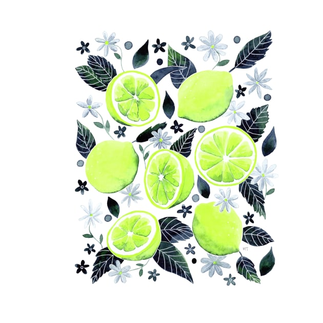 Watercolor Limes Pattern - Gray by monitdesign