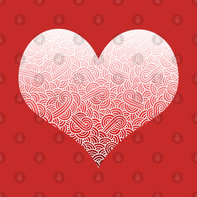 Ombre red and white swirls doodles heart by Savousepate