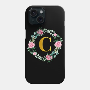 Floral Initial Wreath Monogram letter C Phone Case