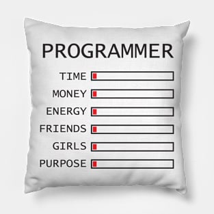 Funny Programmer Low Time Money Energy Pillow