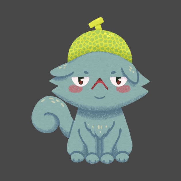 Disgruntled Melon Hat Cat by knitetgantt