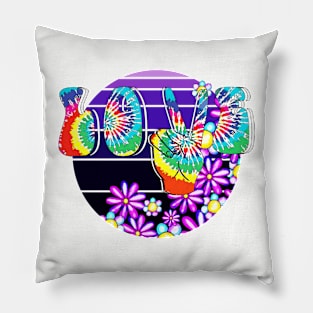 Tie Dye Love & Peace - Groovy Flowers Retro Hippie Sunset Pillow