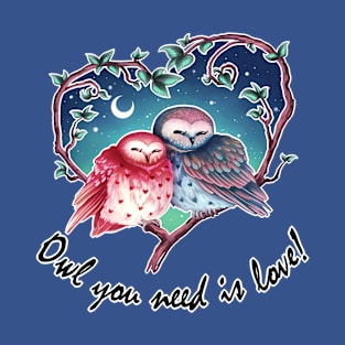 Owl you need is love - owl pun - valentines day T-Shirt