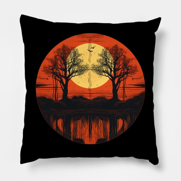 Spooky Halloween - Haunted Forest - Eerie Art - "Witching Swamps" Pillow by The Dream Team