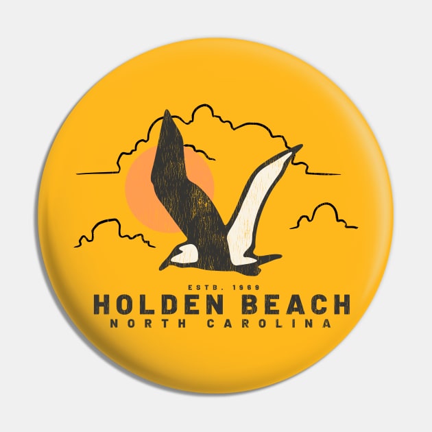 Holden Beach, NC Summertime Vacationing Seagull Flight Pin by Contentarama