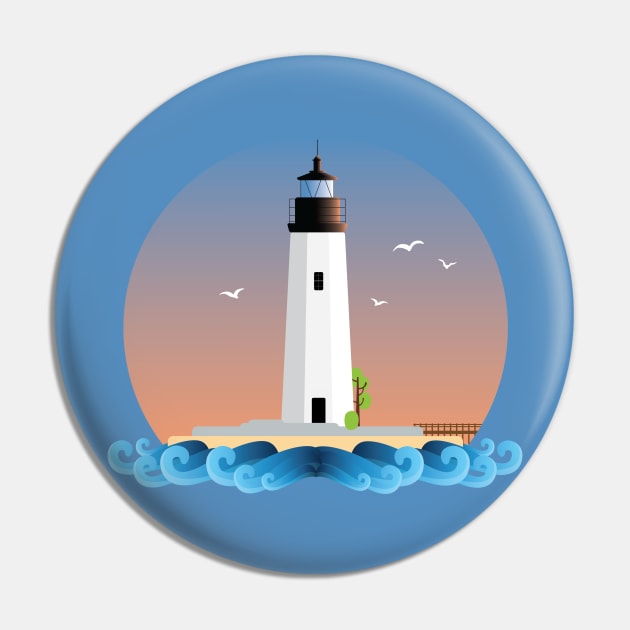 Flat Design - New Point Comfort Lighthouse Pin by CanossaGraphics