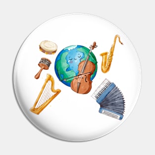 World Music Day Earth Pin