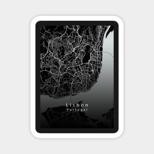 Lisbon Portugal City Map dark Magnet