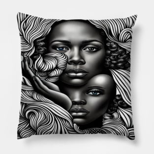 Black & White Abstract African American Women Pillow