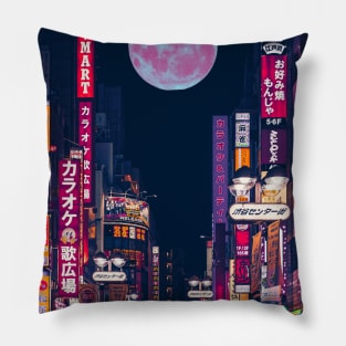 purple night sky full moon Pillow