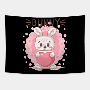 bunny heart cartoon Tapestry