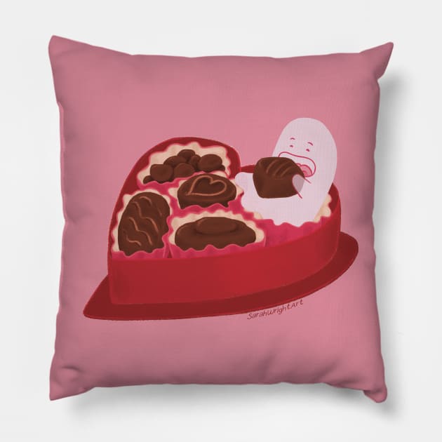 Candy Ghost Valentine Pillow by SarahWrightArt