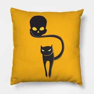 creepy kitschy black cat Pillow