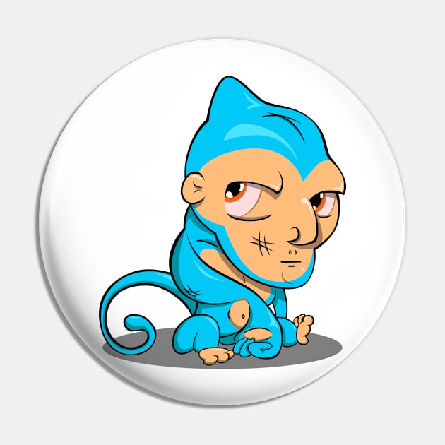 Determined Thoughts of a Blue Monkey Pin by RoboLobo