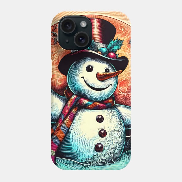 Discover Frosty's Wonderland: Whimsical Christmas Art Featuring Frosty the Snowman for a Joyful Holiday Experience! Phone Case by insaneLEDP