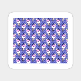 Blueberry Icecream Cone Chevron Pattern Magnet