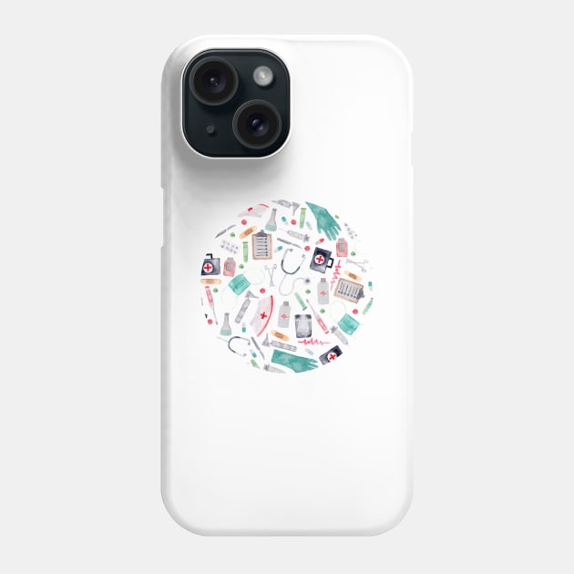 Medical Pattern | Doctor | Nurse | Watercolor Phone Case by Harpleydesign