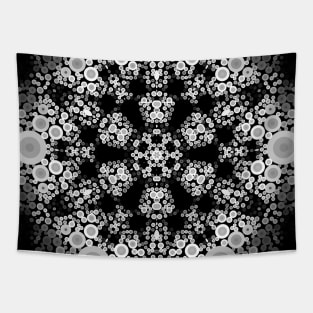 Dot Mandala Flower Grey and Black Tapestry