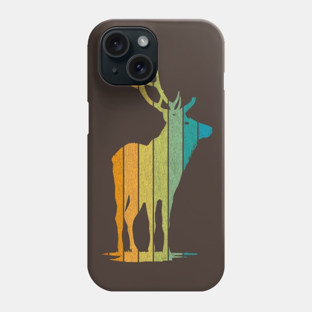 Wild Elk Silhouette Retro Stripe Pattern Phone Case by bangtees