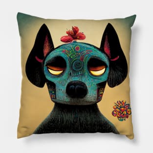 Day of the Dead - dog portrait Pillow