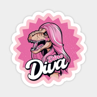 Pink Dino Diva Barbie Girl Magnet