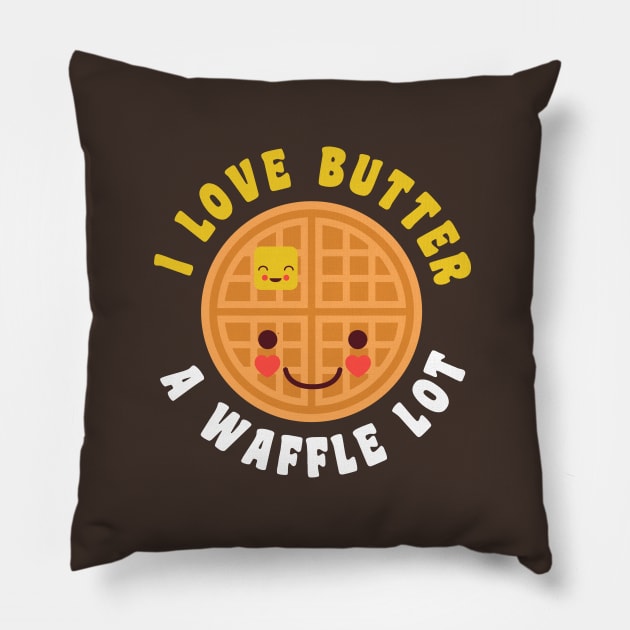 Funny Waffle Breakfast Lover Butter Food Pun Cute Kawaii Pillow by PodDesignShop