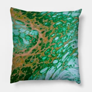 Golden Green Peacock Feather Pillow