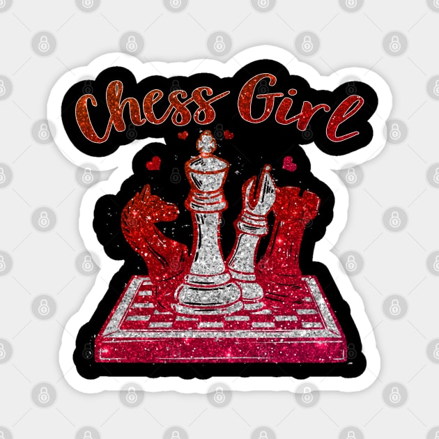 Chess Girl Chess Player Girl Gift Chess Club Magnet by Happy Shirt