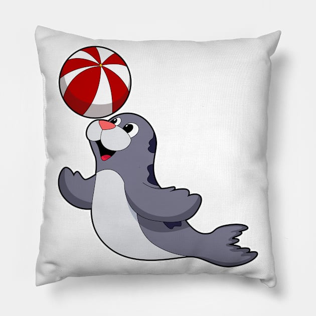 Seal with Water polo Pillow by Markus Schnabel