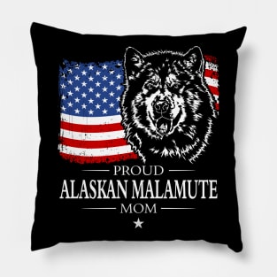 Proud Alaskan Malamute Mom American Flag patriotic gift dog Pillow