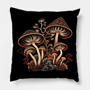 Cottagecore Psychedelic Magic Mushrooms Pillow