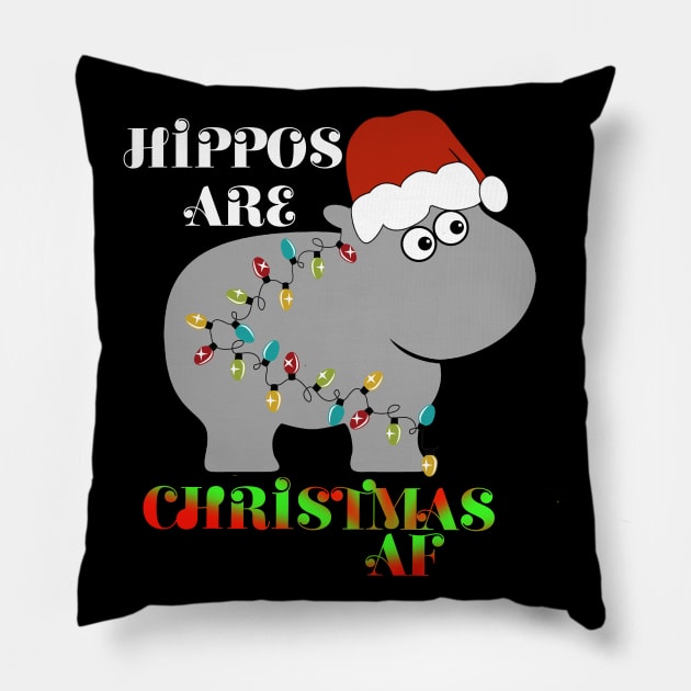 Hippos are Christmas AF Pillow by Timeforplay