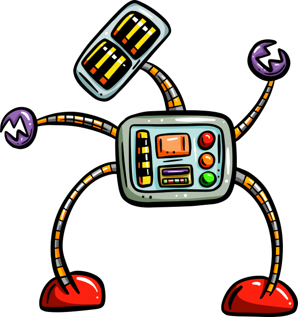 Long Limb Cartoon Robot Kids T-Shirt by Squeeb Creative