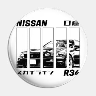 NISSAN SKYLINE GT-R R34 Black 'N White 3 Pin