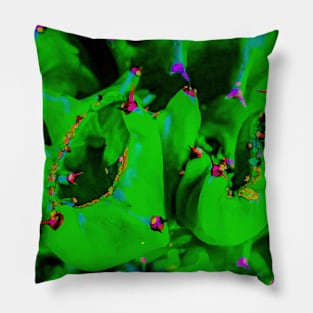 Abstract shapes from a cactus in bright green Pillow