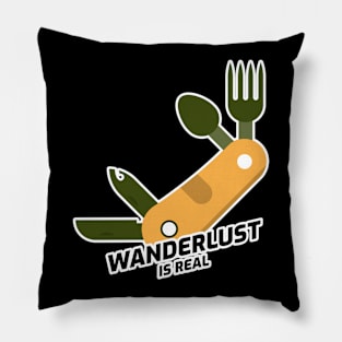 Wanderlust Is Real - Multitool With Black Text Design Pillow