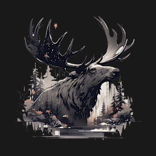 Elk deer nature Scandinavian forest T-Shirt