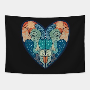 Folksy Heart Valentine Doodle Tapestry