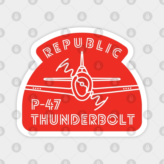 P-47 Thunderbolt neon red Magnet by AeronautDesignCo