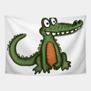 Cute Aligator Drawing Tapestry