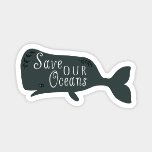 Save Our Oceans Cute Whale Illustration Magnet