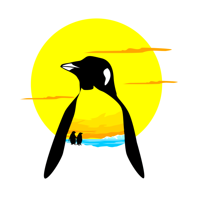 Sunset Penguin by Pemoji