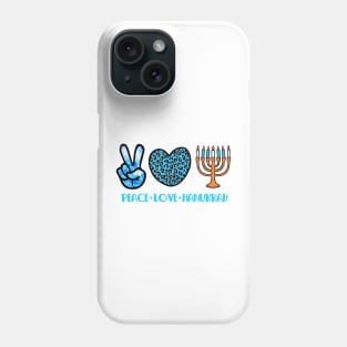 Peace Love Hanukkah Leopard Hanukkah Menorah Jewish Phone Case