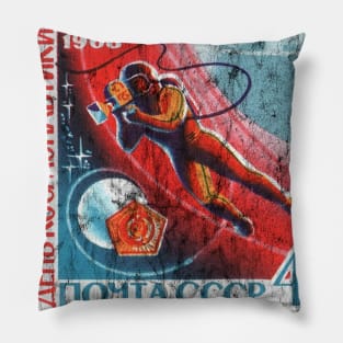 Space Race Era Soviet Stamp Pillow