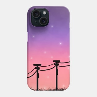 Cloudy skies, power lines, and fireflies Phone Case